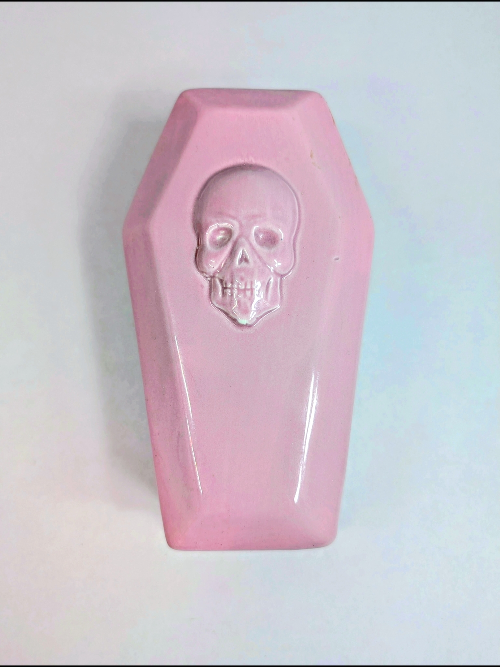​Salem St. Pink Coffin Skull Ceramic Butter Dish Trinket Box Spooky Goth Pastel